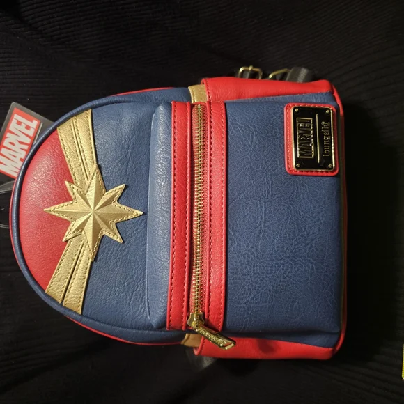 Loungefly | Bags | Marvel Red And Blue Backpack With Gold  display picture 2